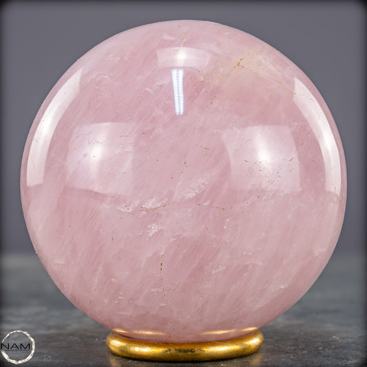 Natürliche Rosenquarz Kristall-Kugel aus Brasilien - 907,68g - 88mm