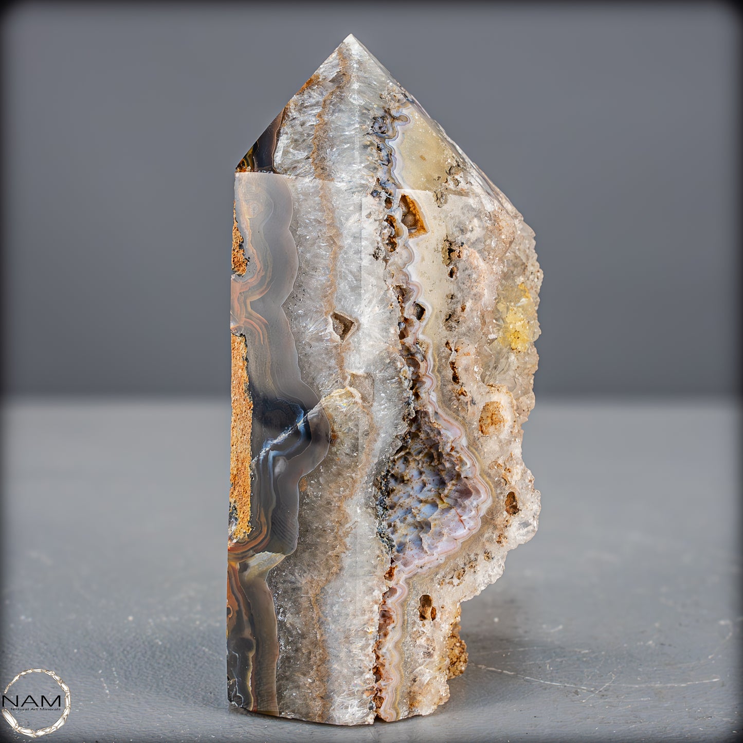 Natürlicher Achat-Kristall Obelisk aus Indonesien, selten - 710,94g