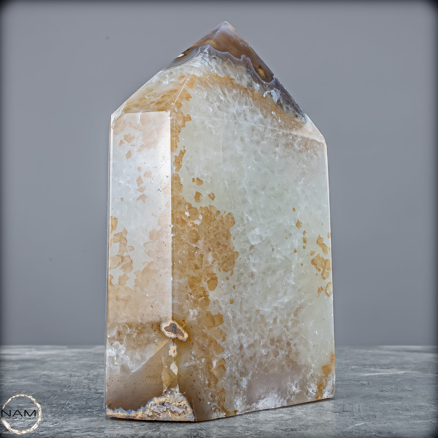 Natürlicher Achat Chalcedony Obelisk Kristall mit Druse aus Brasilien – Meisterwerk der Natur in höchster Qualität - 1639,21g