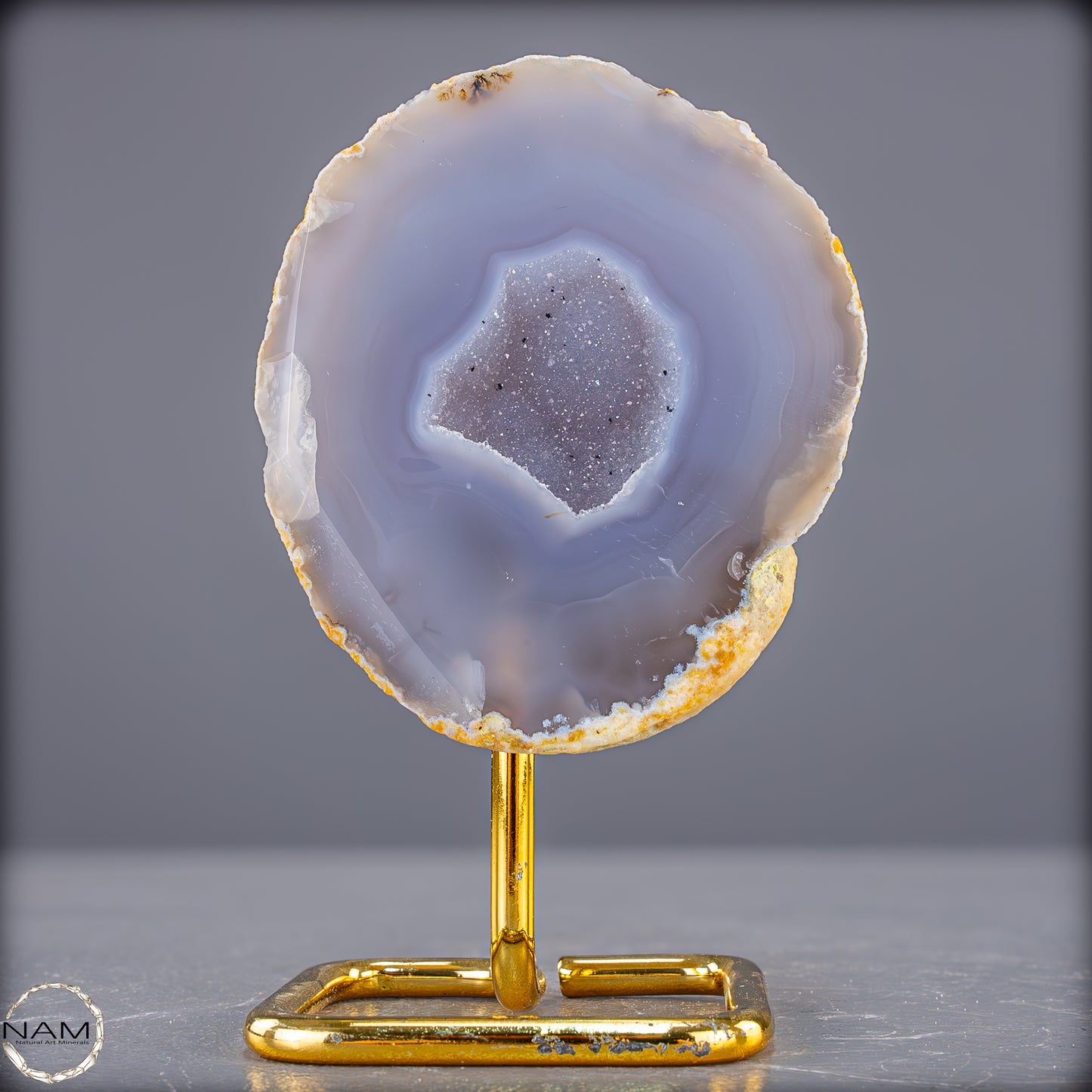 Natürliche Achat Druse auf Ständer, Brasilien - 402,73g