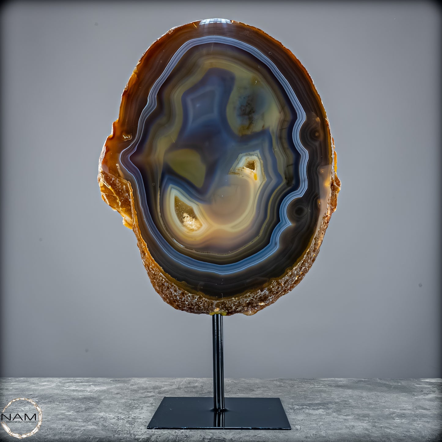 Achat Scheibe mit Druse – Natürliches Farbenspiel auf Ständer aus Brasilien - 4995,61g