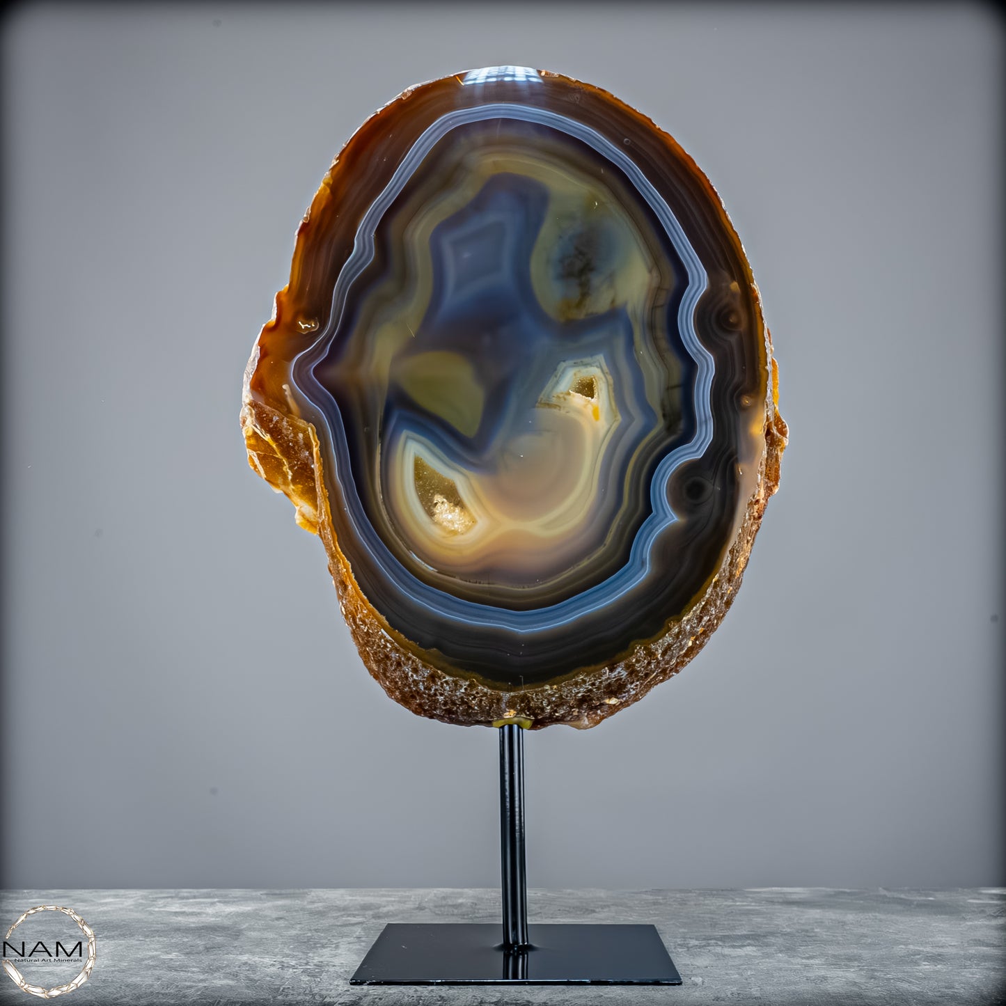 Achat Scheibe mit Druse – Natürliches Farbenspiel auf Ständer aus Brasilien - 4995,61g