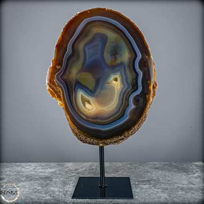 Achat Scheibe mit Druse – Natürliches Farbenspiel auf Ständer aus Brasilien - 4995,61g