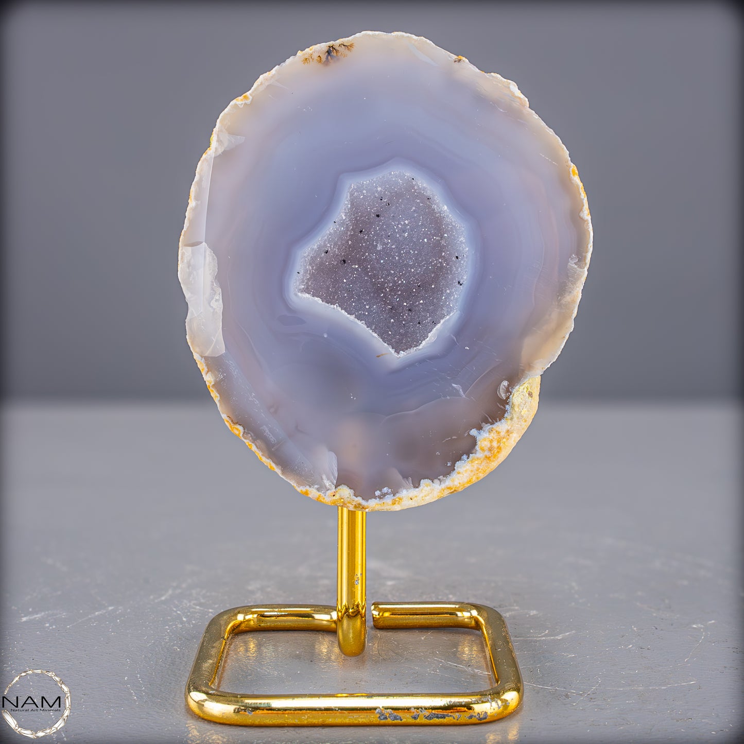 Natürliche Achat Druse auf Ständer, Brasilien - 402,73g