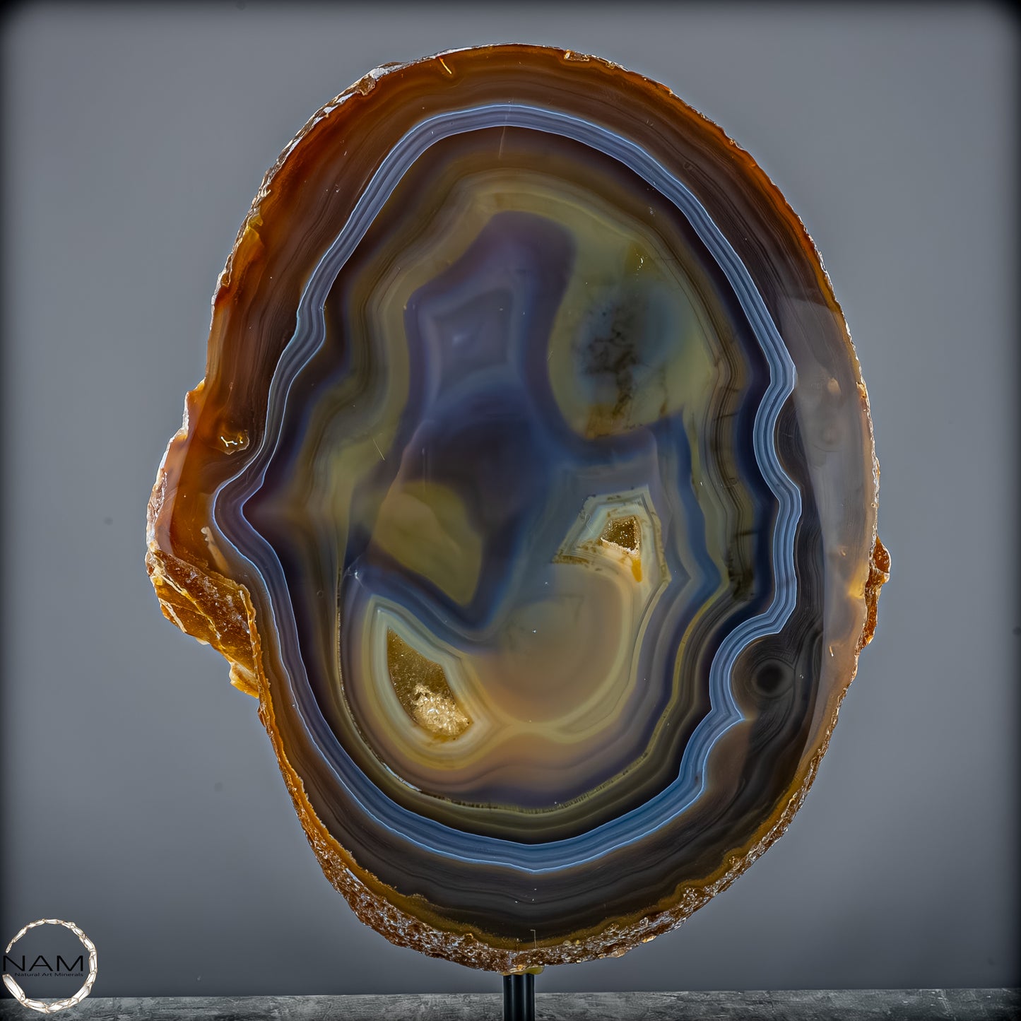 Achat Scheibe mit Druse – Natürliches Farbenspiel auf Ständer aus Brasilien - 4995,61g