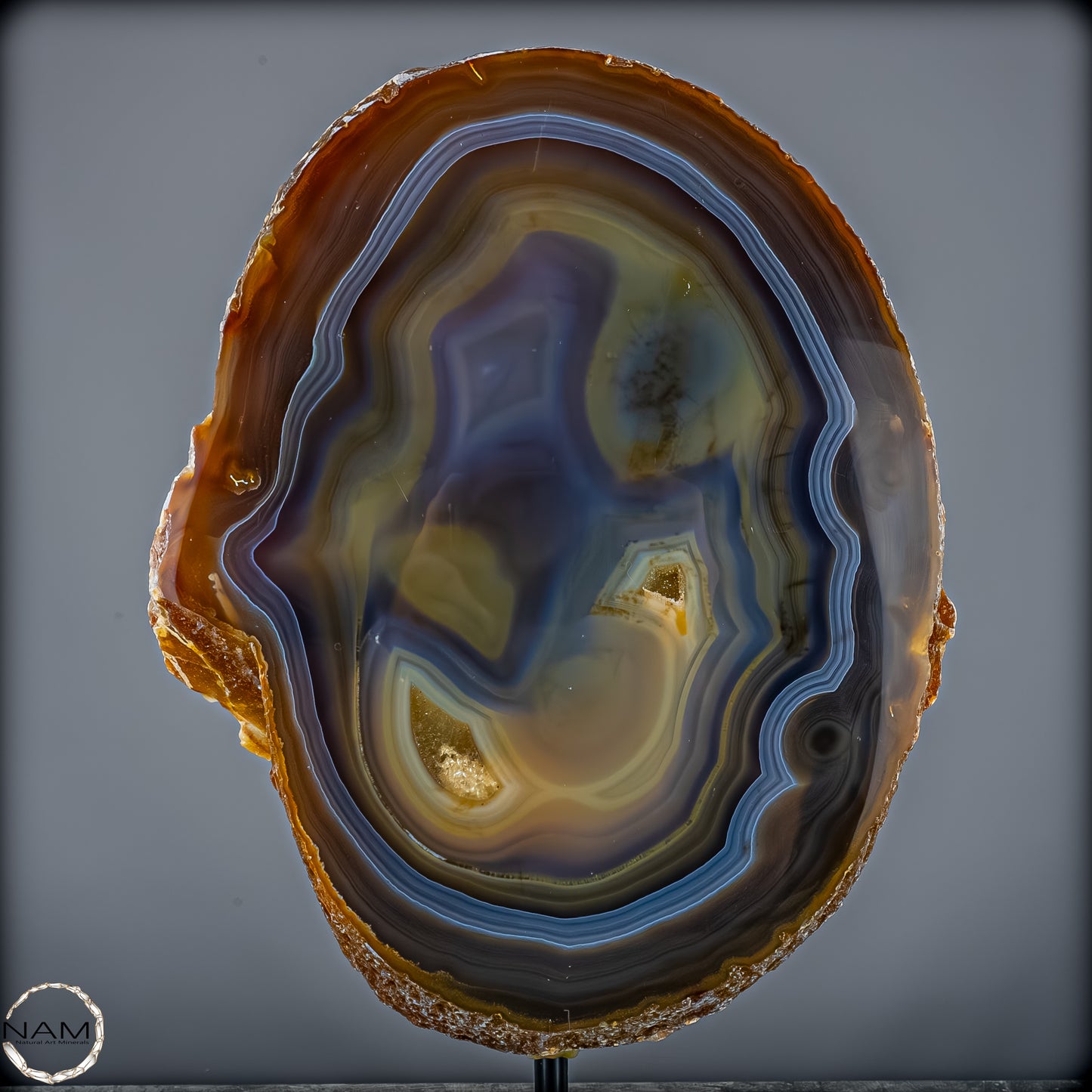 Achat Scheibe mit Druse – Natürliches Farbenspiel auf Ständer aus Brasilien - 4995,61g