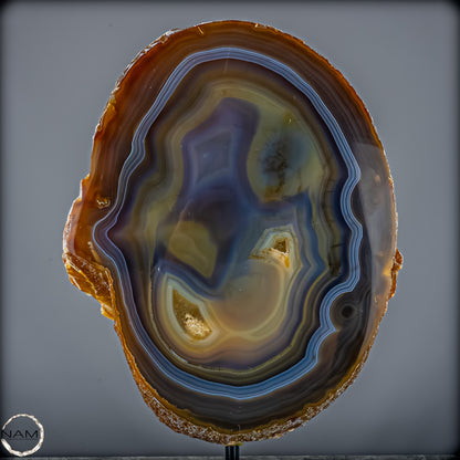 Achat Scheibe mit Druse – Natürliches Farbenspiel auf Ständer aus Brasilien - 4995,61g
