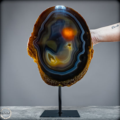 Achat Scheibe mit Druse – Natürliches Farbenspiel auf Ständer aus Brasilien - 4995,61g
