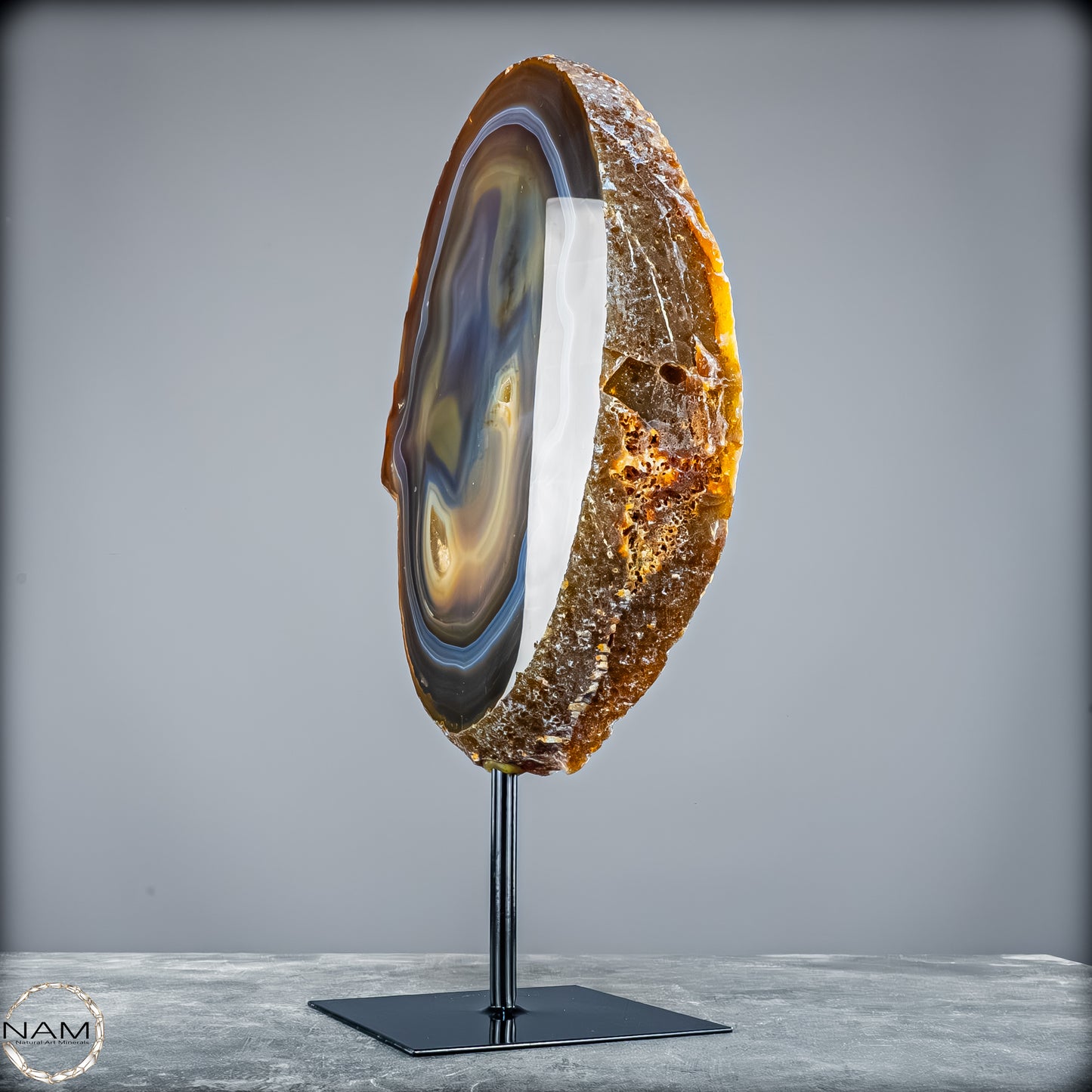Achat Scheibe mit Druse – Natürliches Farbenspiel auf Ständer aus Brasilien - 4995,61g