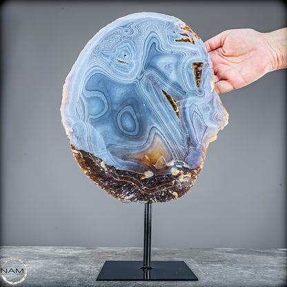 Achat Scheibe mit Druse – Natürliches Farbenspiel auf Ständer aus Brasilien - 4995,61g