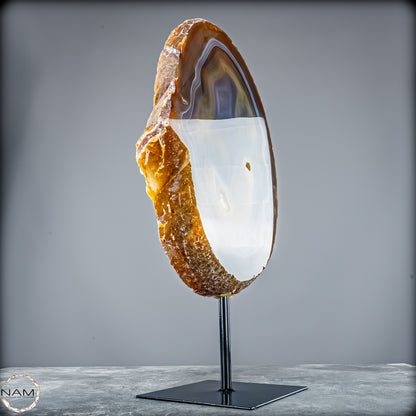 Achat Scheibe mit Druse – Natürliches Farbenspiel auf Ständer aus Brasilien - 4995,61g