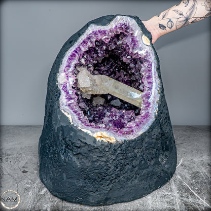 Natürlicher Amethyst, perfekter Calcit-Stalaktit-Kristalldruse - 41228,13g