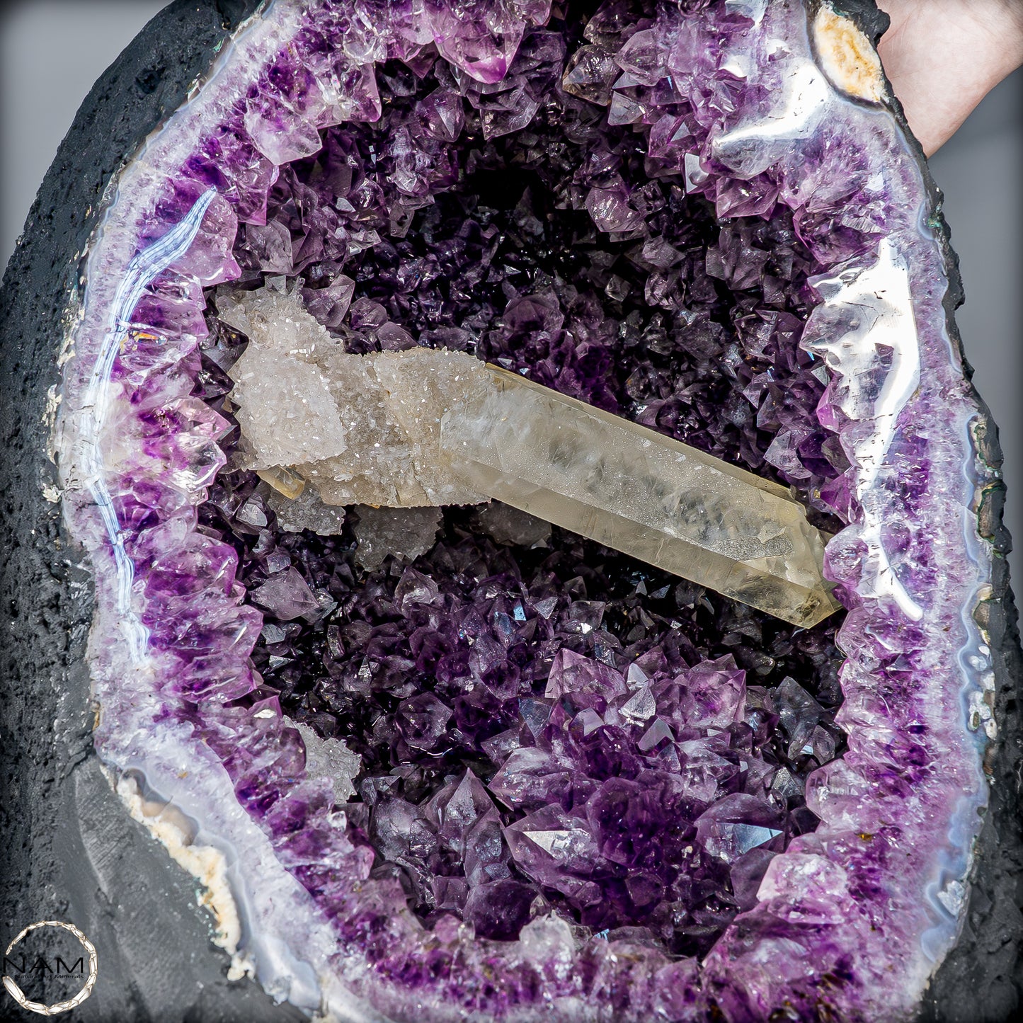 Natürlicher Amethyst, perfekter Calcit-Stalaktit-Kristalldruse - 41228,13g