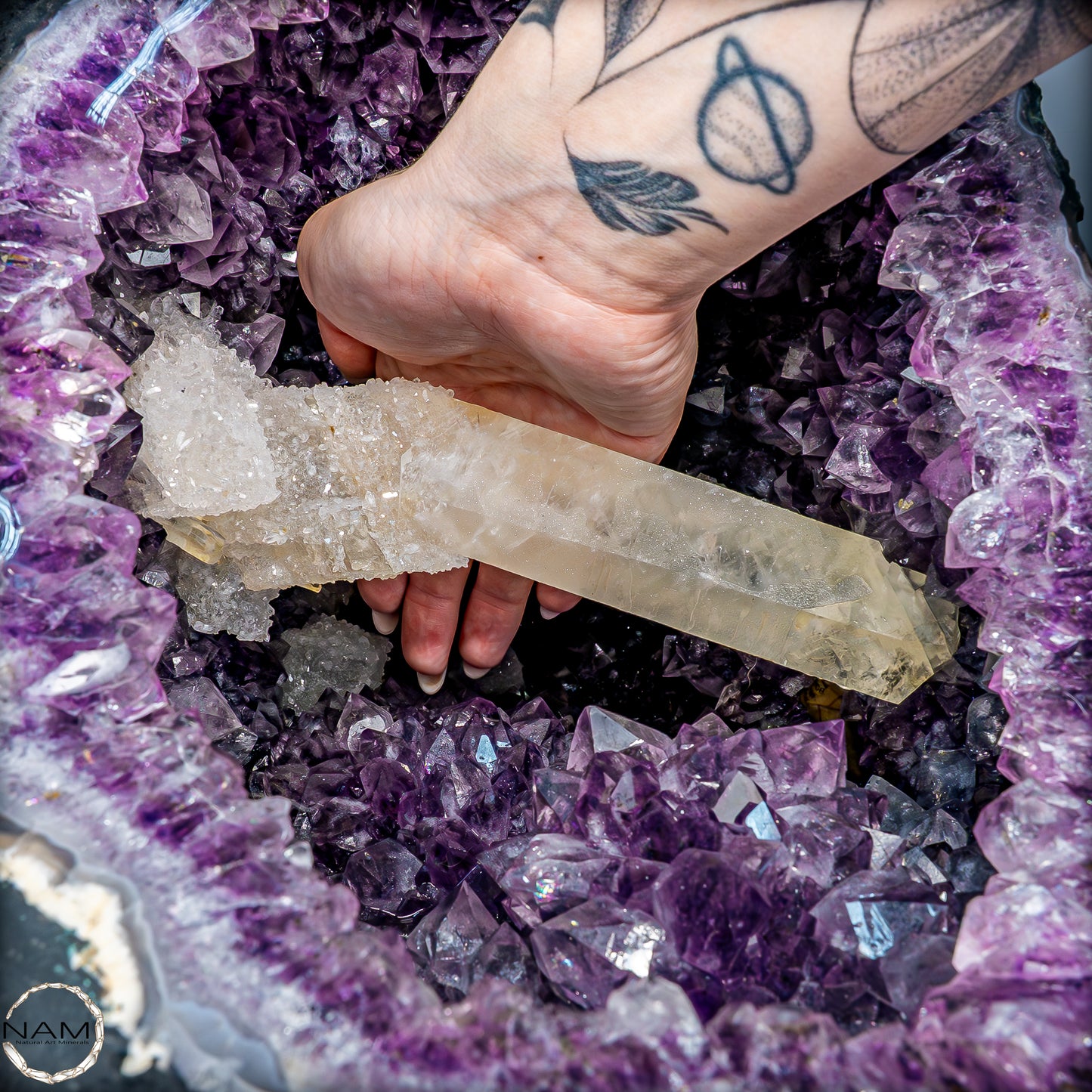 Natürlicher Amethyst, perfekter Calcit-Stalaktit-Kristalldruse - 41228,13g