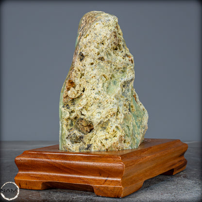 Natürliche Chrysopras-Kristall Freiform auf Ständer, Indonesien - 920,84g