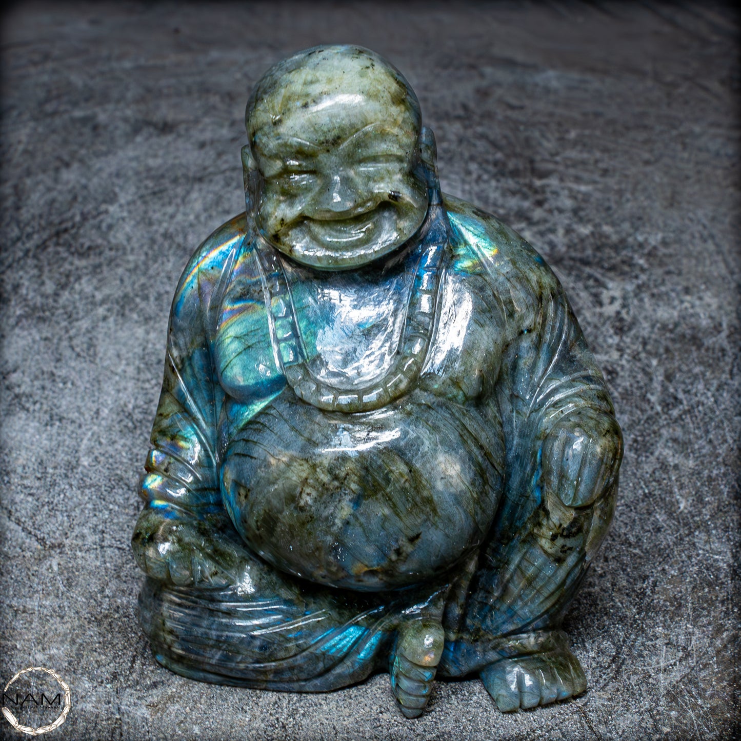 Natürliche Labradorit Kristall Buddha Skulptur - 938,47g