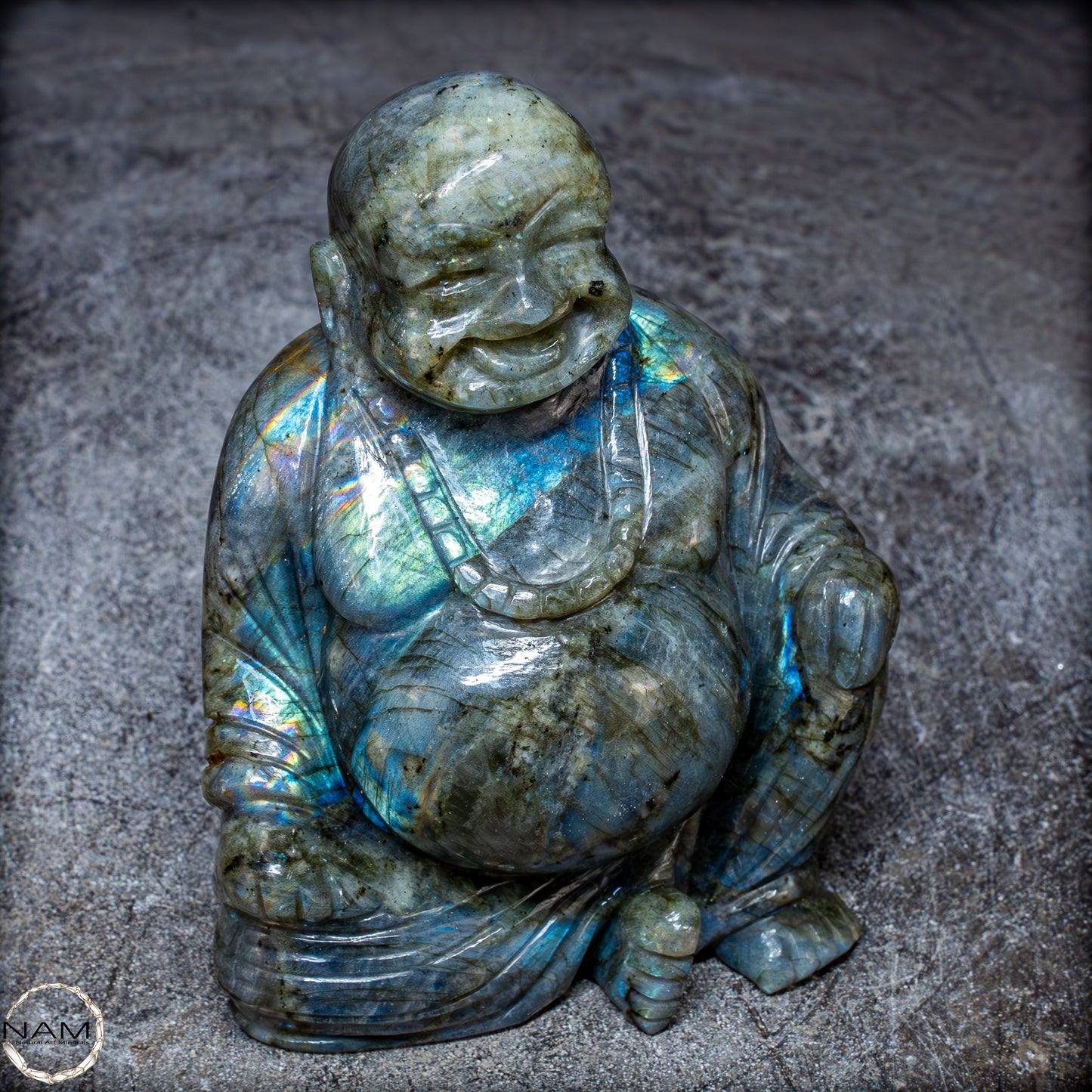 Natürliche Labradorit Kristall Buddha Skulptur - 938,47g
