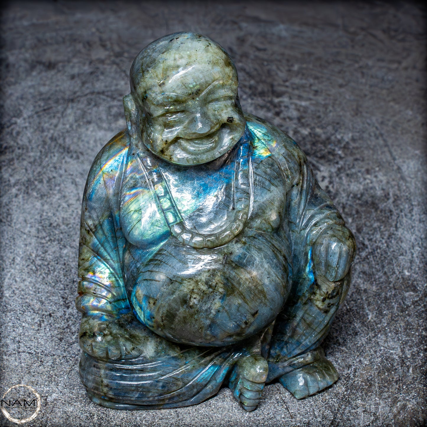 Natürliche Labradorit Kristall Buddha Skulptur - 938,47g