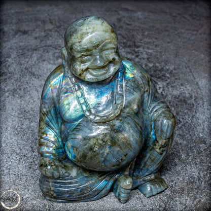 Natürliche Labradorit Kristall Buddha Skulptur - 938,47g