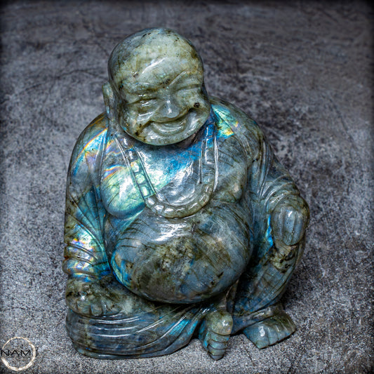 Natürliche Labradorit Kristall Buddha Skulptur - 938,47g