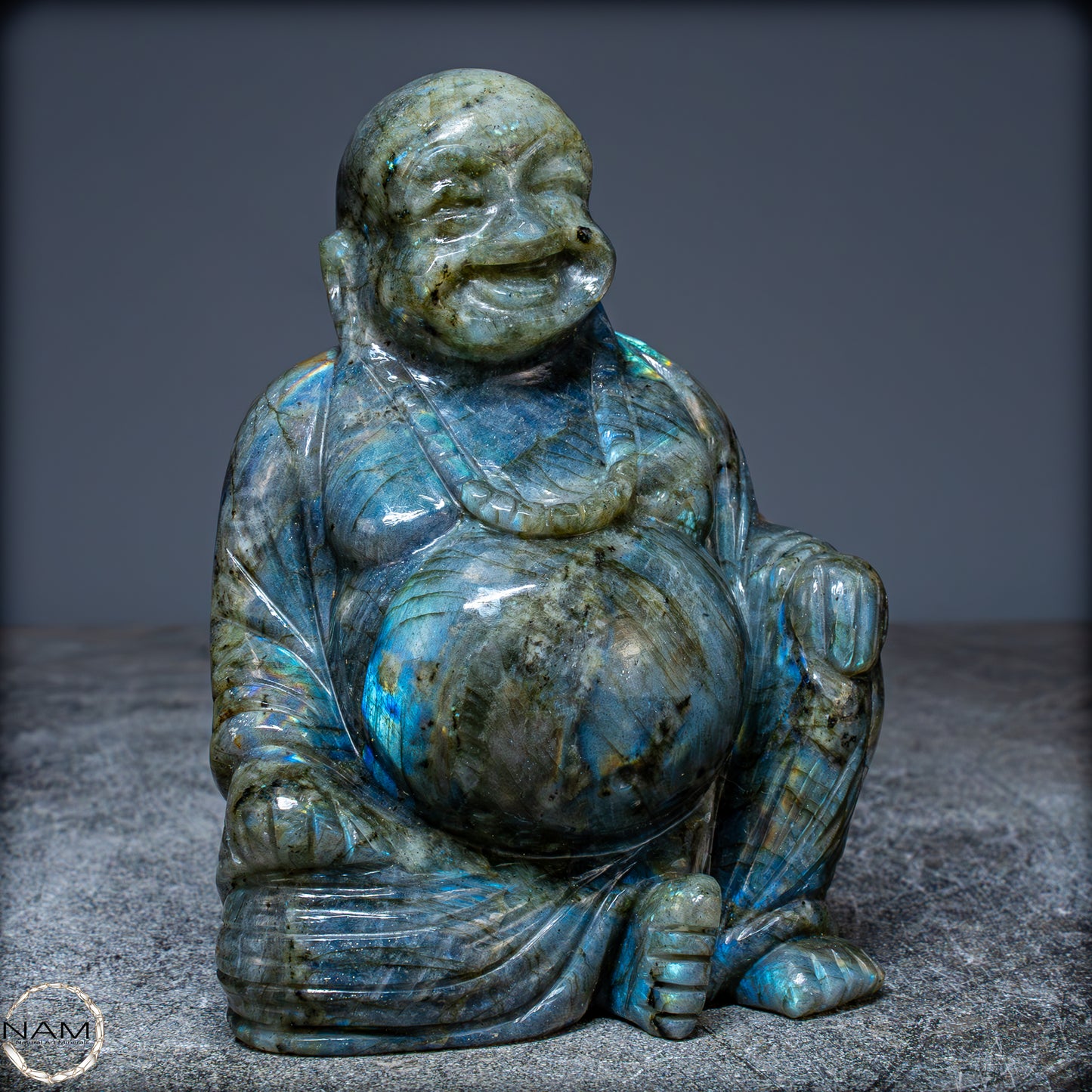 Natürliche Labradorit Kristall Buddha Skulptur - 938,47g