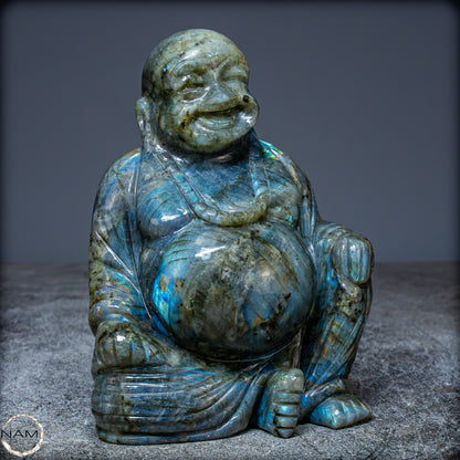 Natürliche Labradorit Kristall Buddha Skulptur - 938,47g