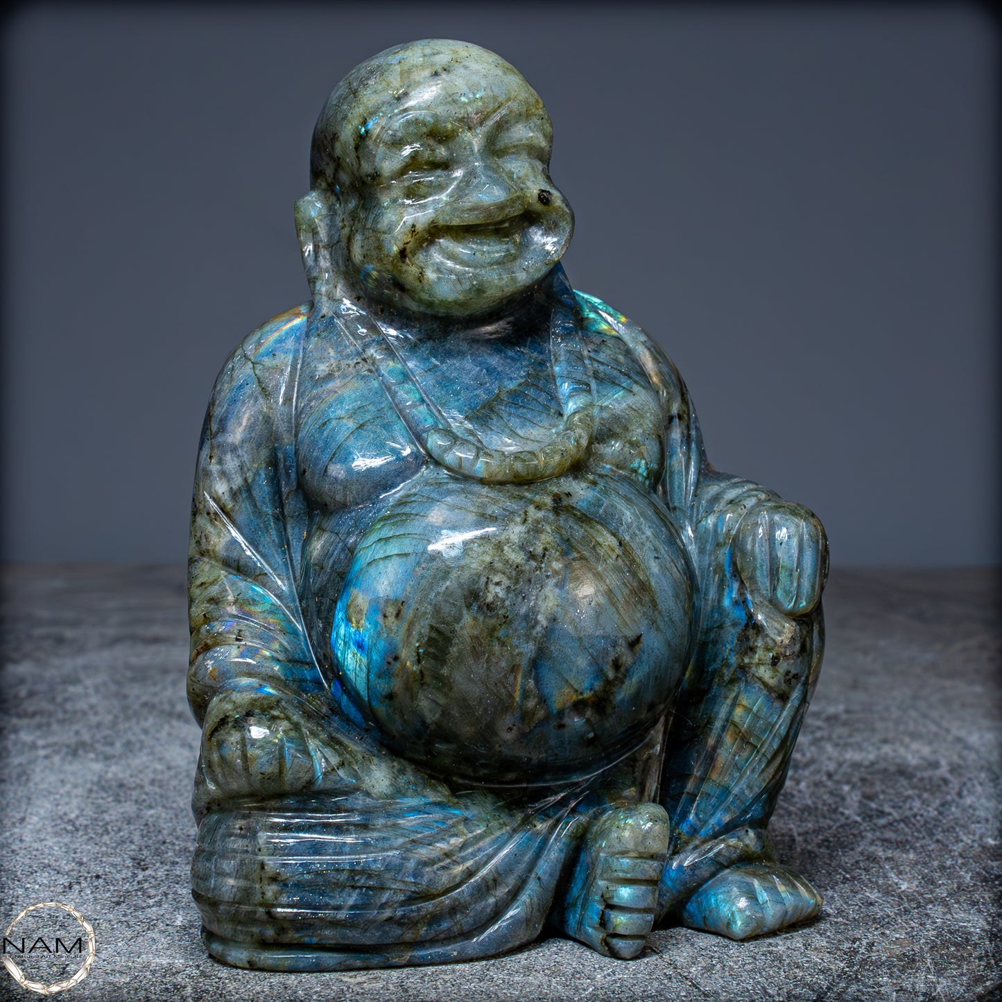 Natürliche Labradorit Kristall Buddha Skulptur - 938,47g