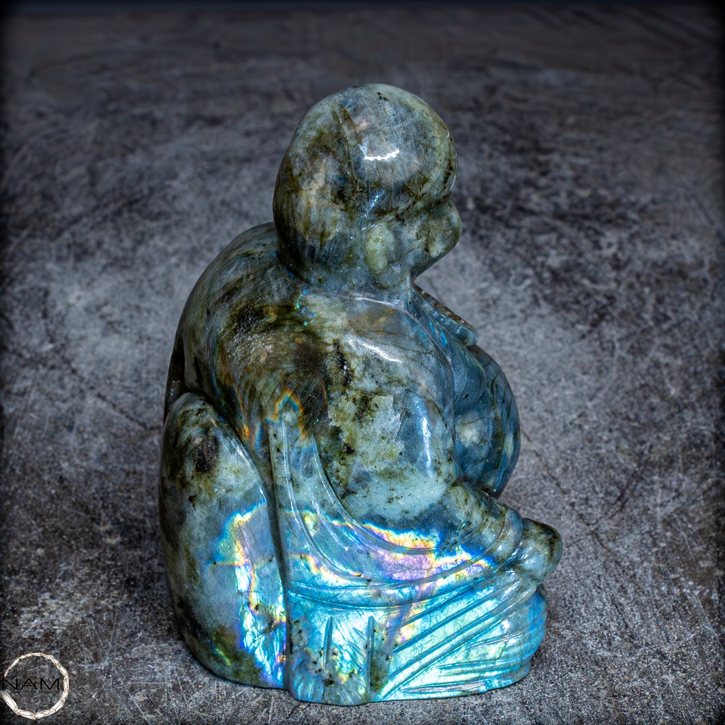 Natürliche Labradorit Kristall Buddha Skulptur - 938,47g