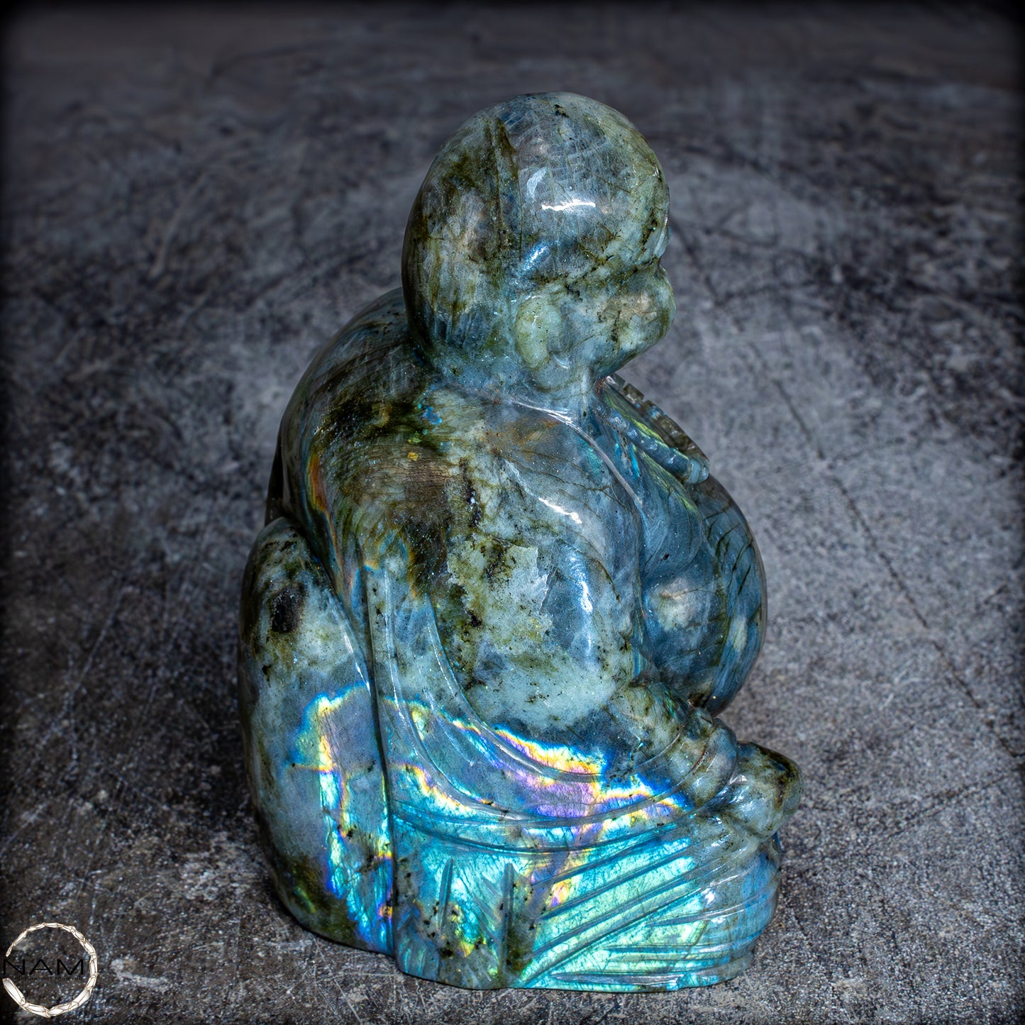 Natürliche Labradorit Kristall Buddha Skulptur - 938,47g
