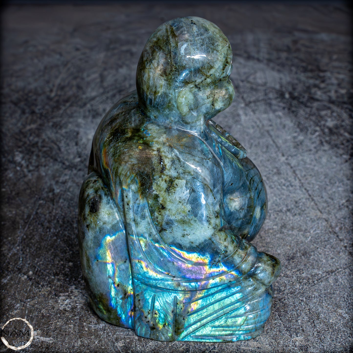 Natürliche Labradorit Kristall Buddha Skulptur - 938,47g