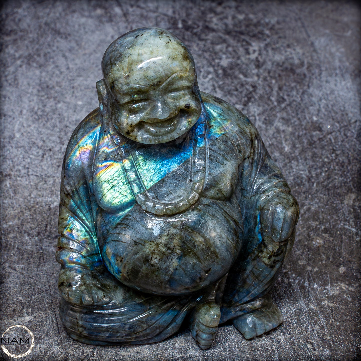 Natürliche Labradorit Kristall Buddha Skulptur - 938,47g