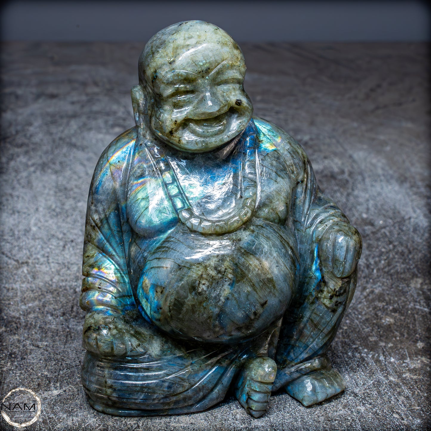 Natürliche Labradorit Kristall Buddha Skulptur - 938,47g