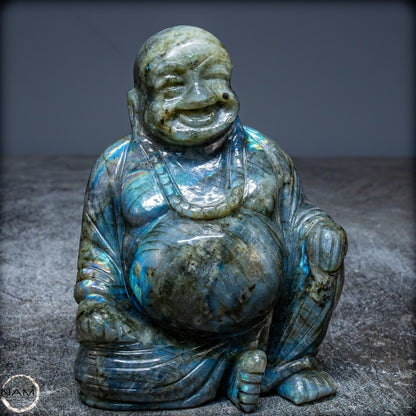 Natürliche Labradorit Kristall Buddha Skulptur - 938,47g