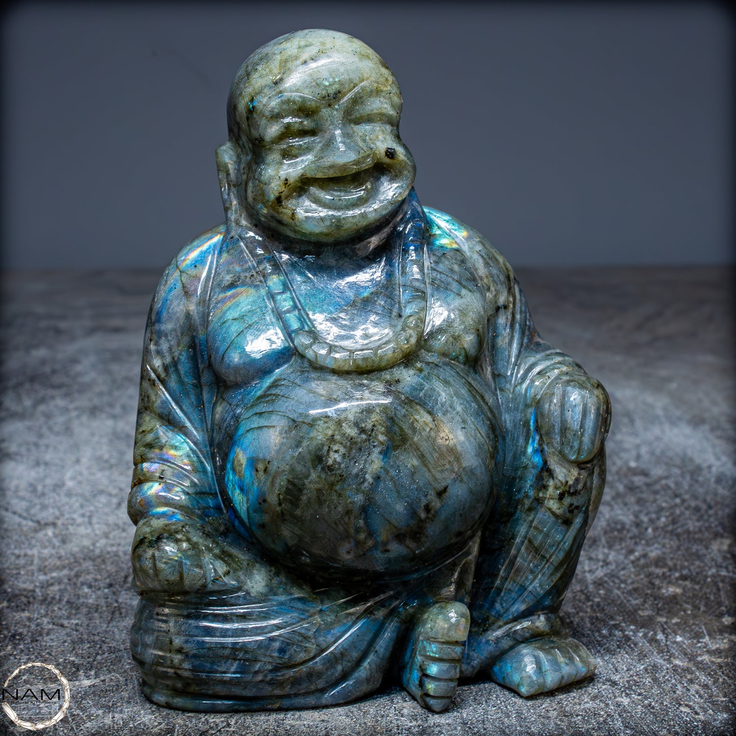 Natürliche Labradorit Kristall Buddha Skulptur - 938,47g