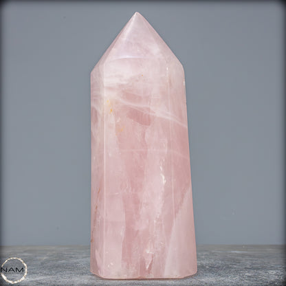 Natürlicher Rosenquarz-Kristall Obelisk aus Brasilien - 1202,69g