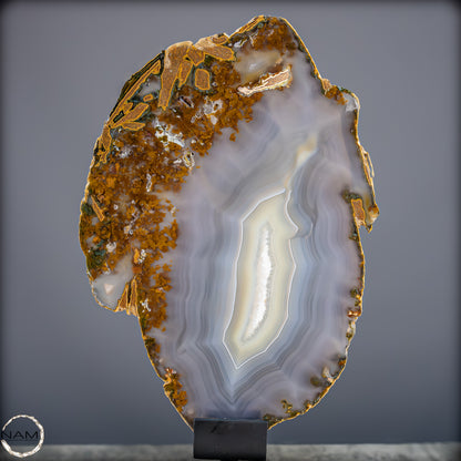 Achat Scheibe  – Natürliches Farbenspiel auf Ständer aus Brasilien - 711,07g