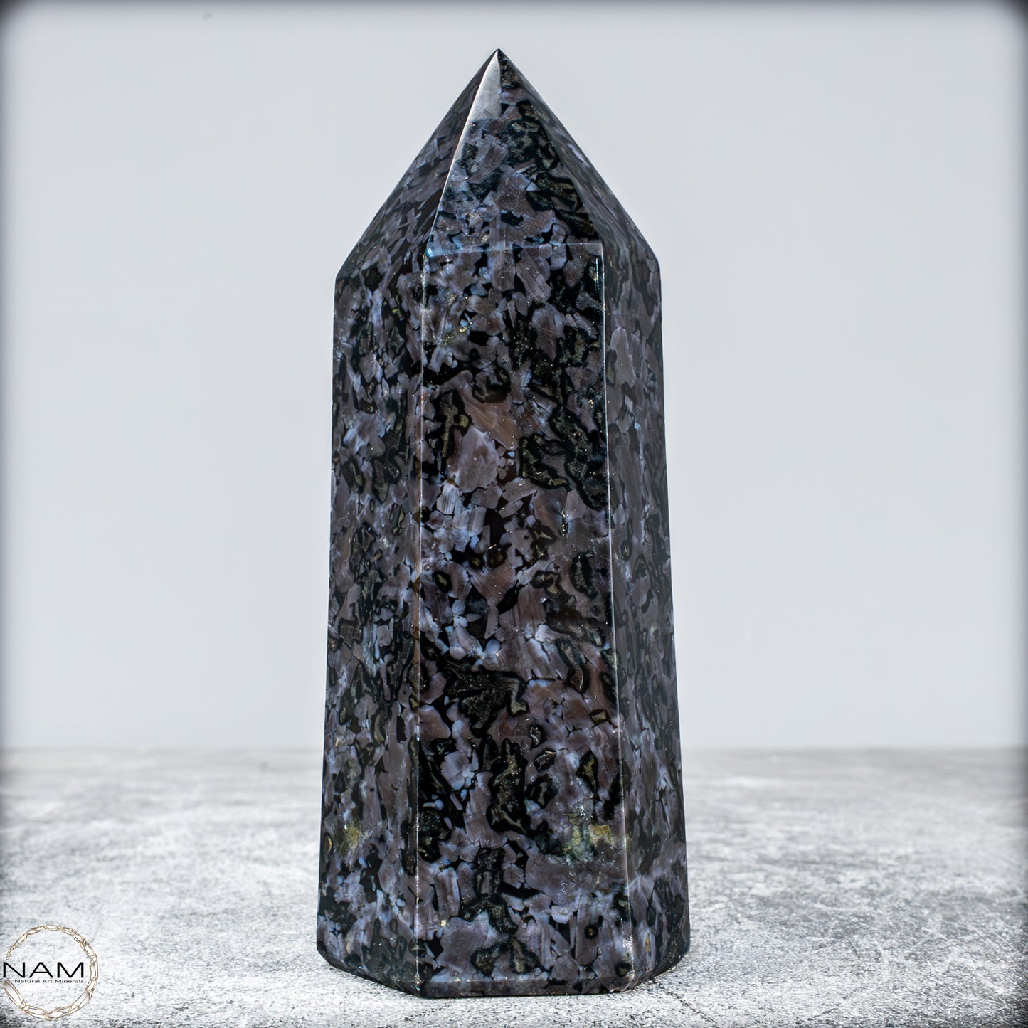 Natürlicher Merlinit (Gabbro) Kristall Obelisk - 633,71g