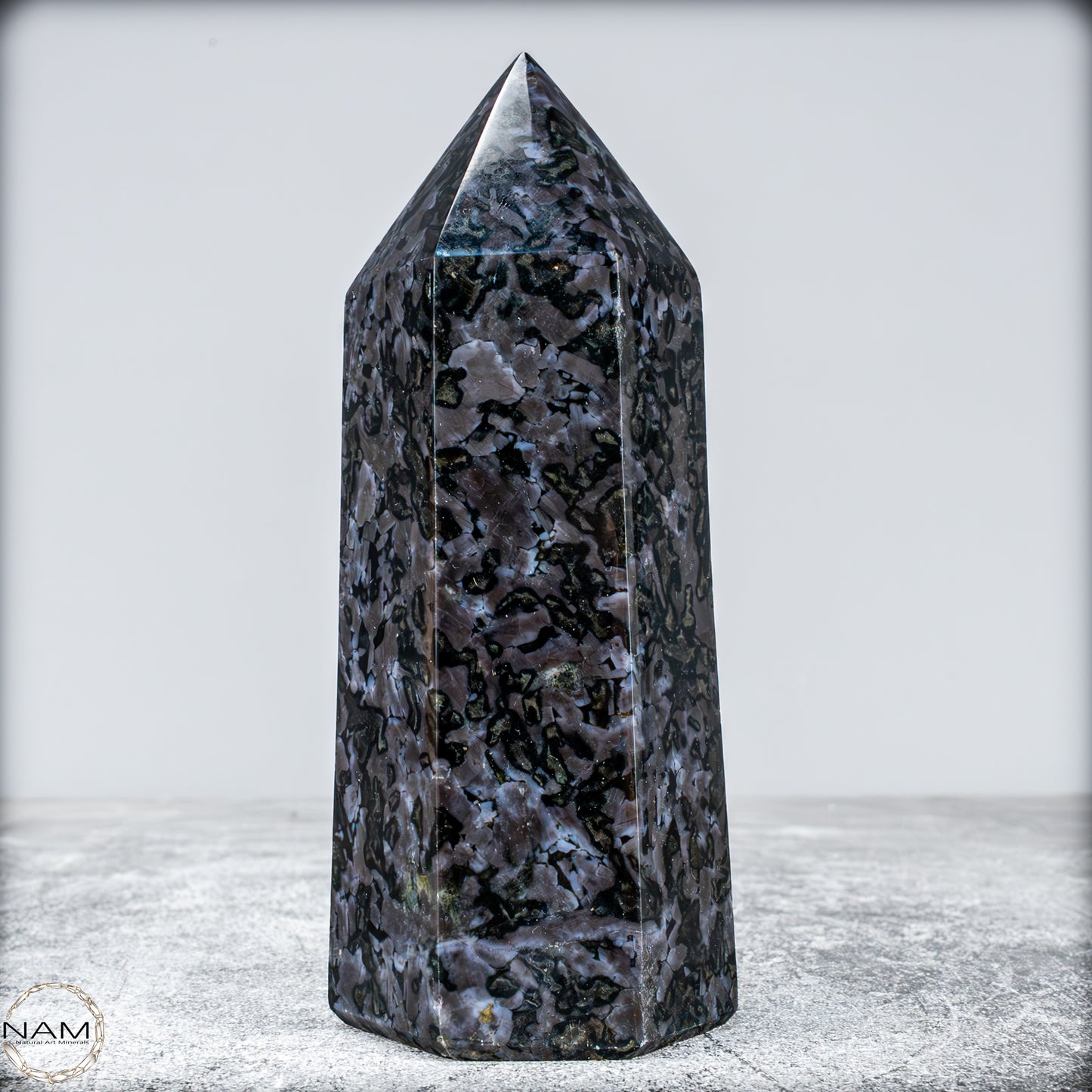 Natürlicher Merlinit (Gabbro) Kristall Obelisk - 633,71g