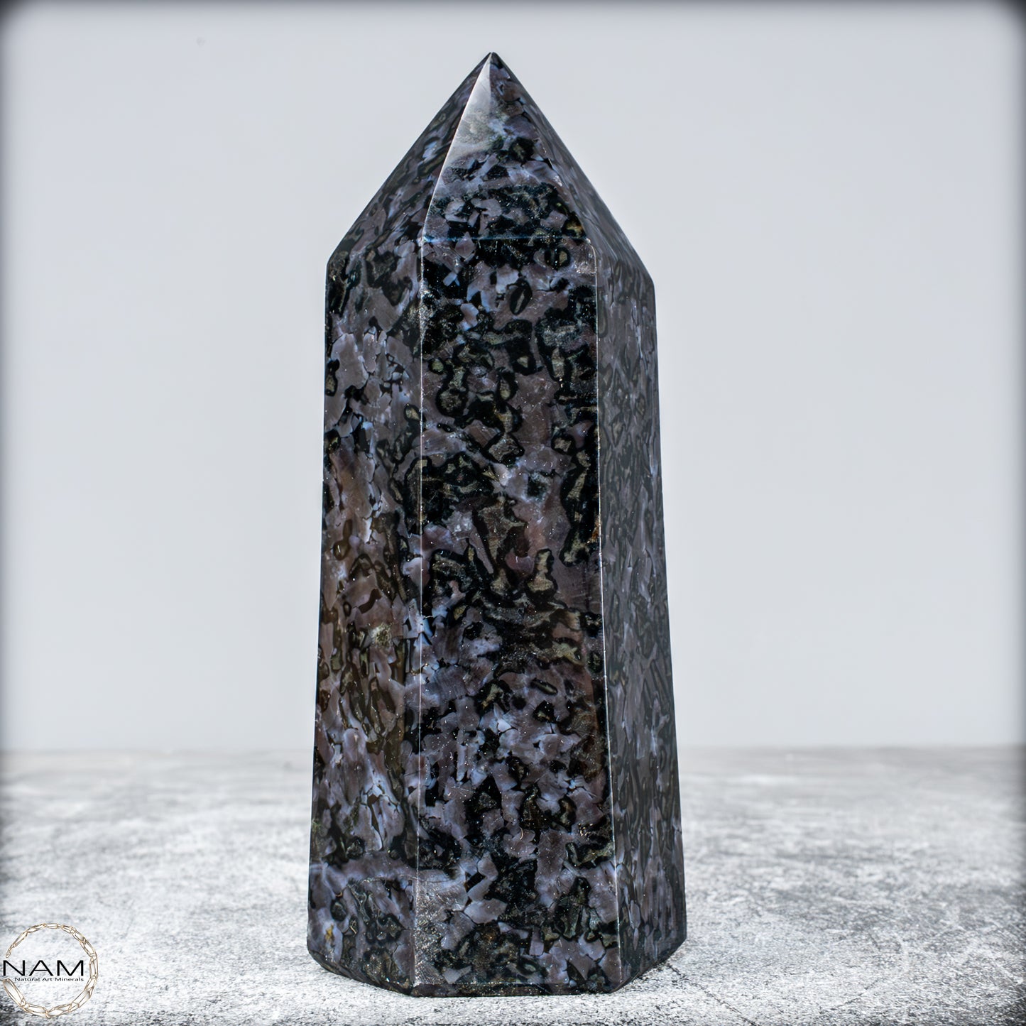 Natürlicher Merlinit (Gabbro) Kristall Obelisk - 633,71g