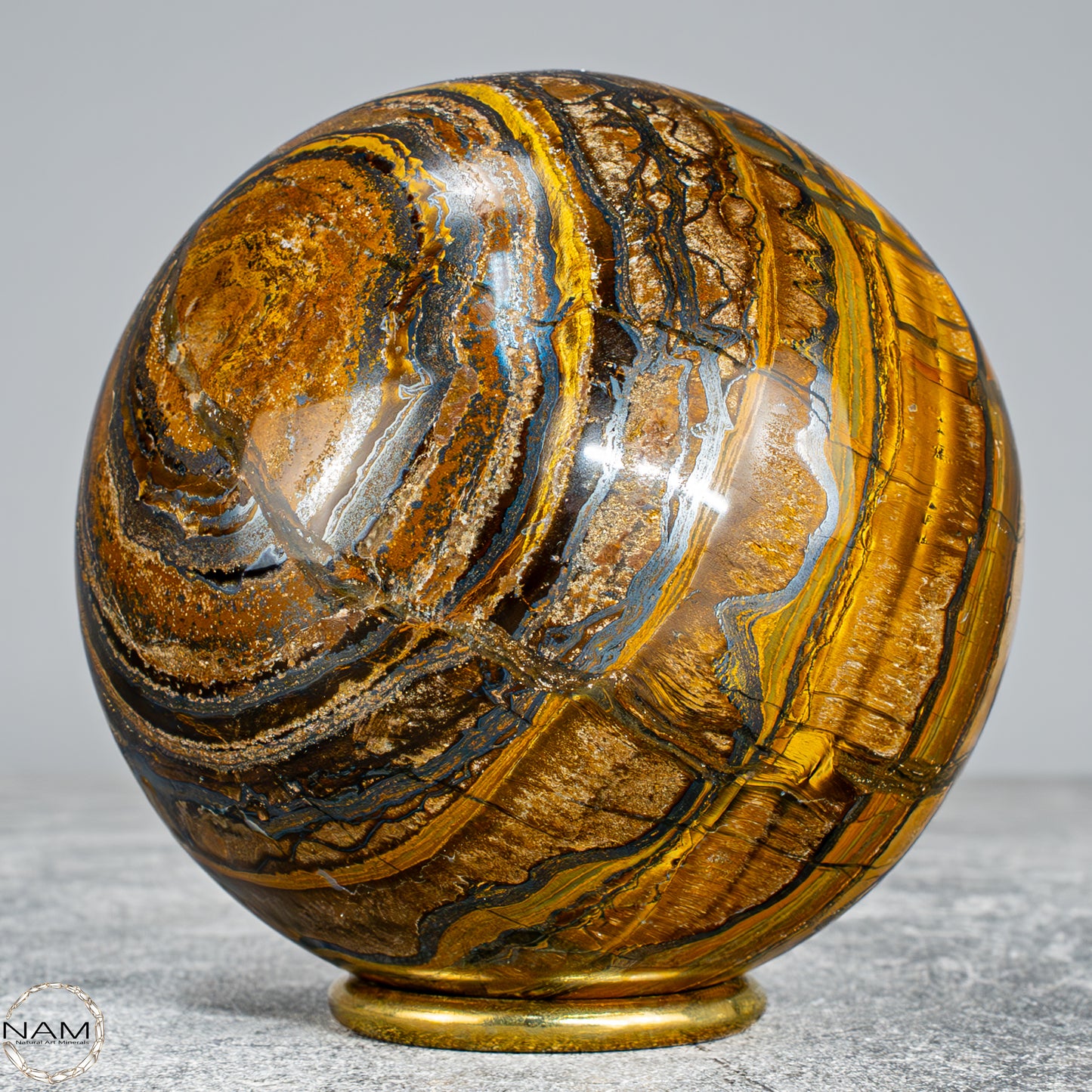 Natürliche Tigerauge-Kugel -1138,11g
