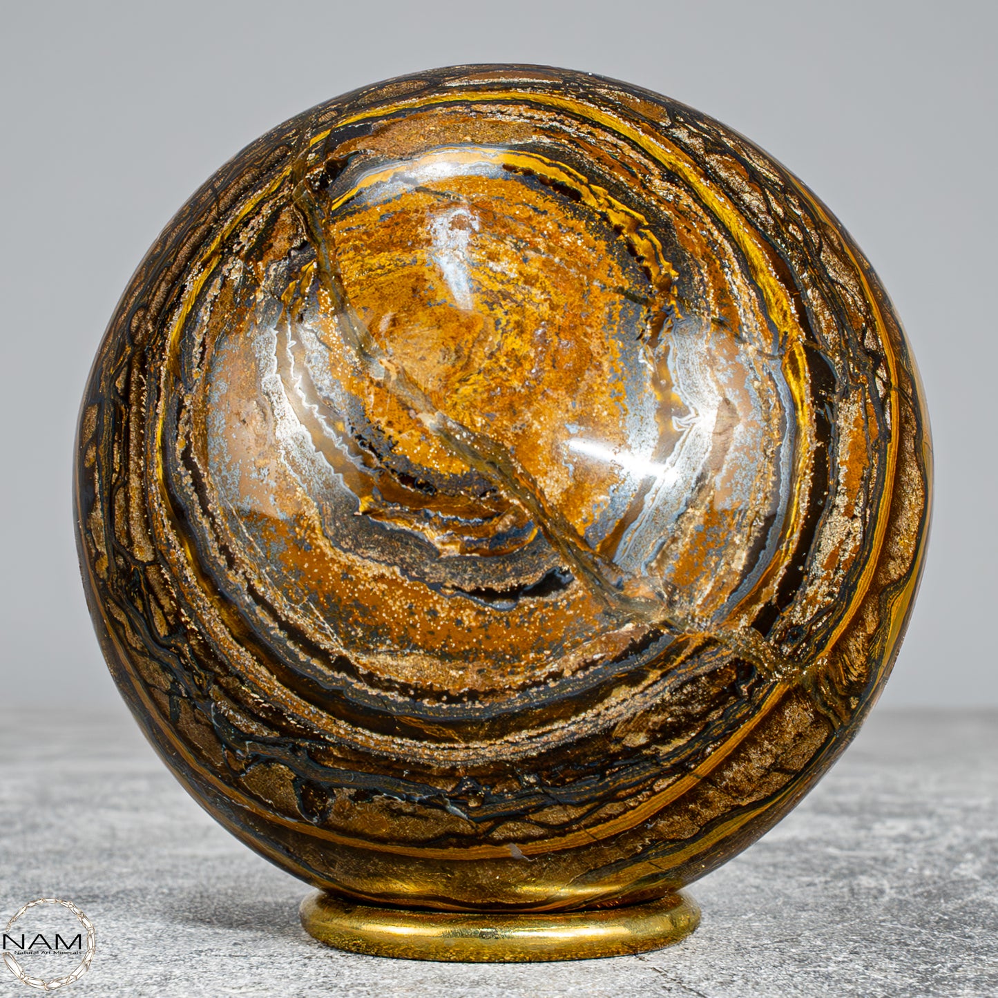 Natürliche Tigerauge-Kugel -1138,11g