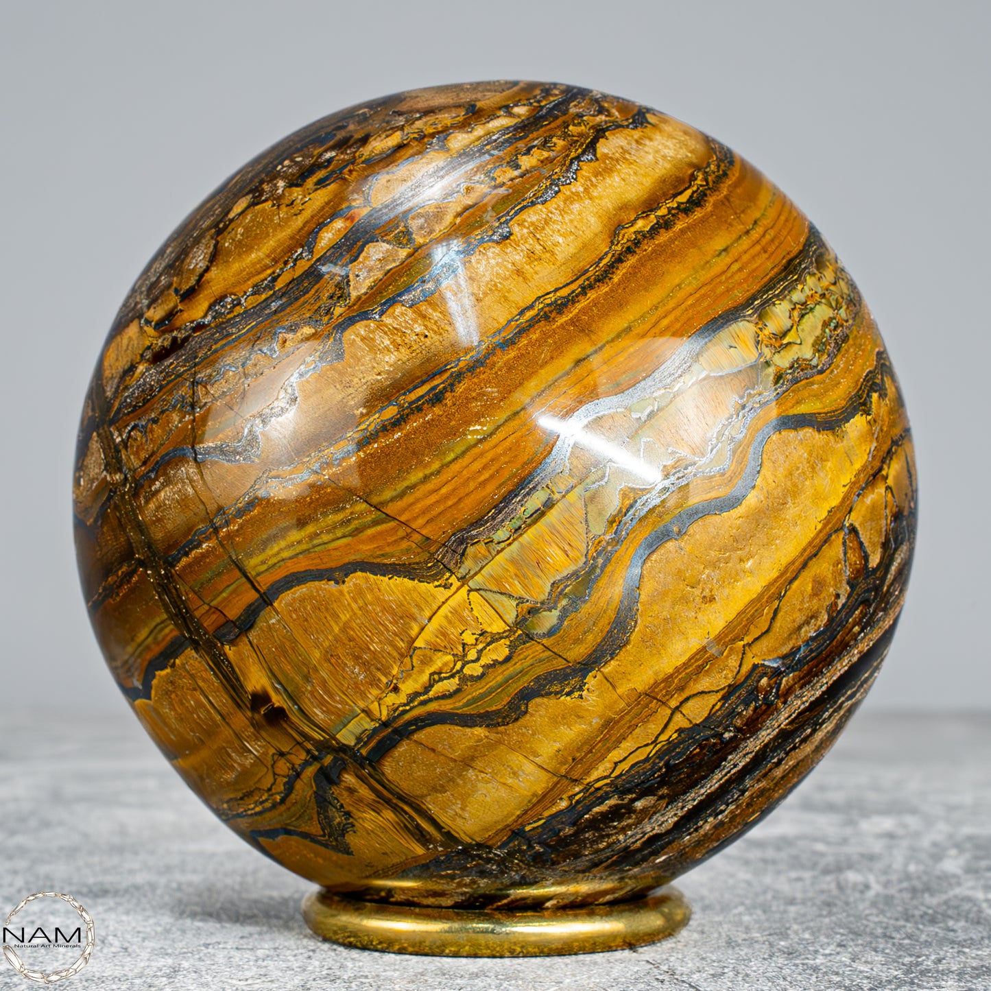 Natürliche Tigerauge-Kugel -1138,11g