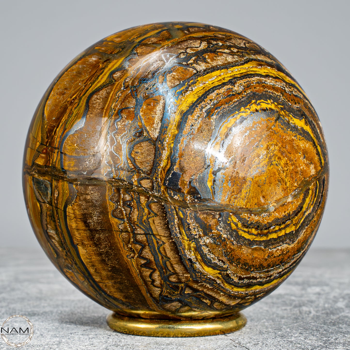 Natürliche Tigerauge-Kugel -1138,11g