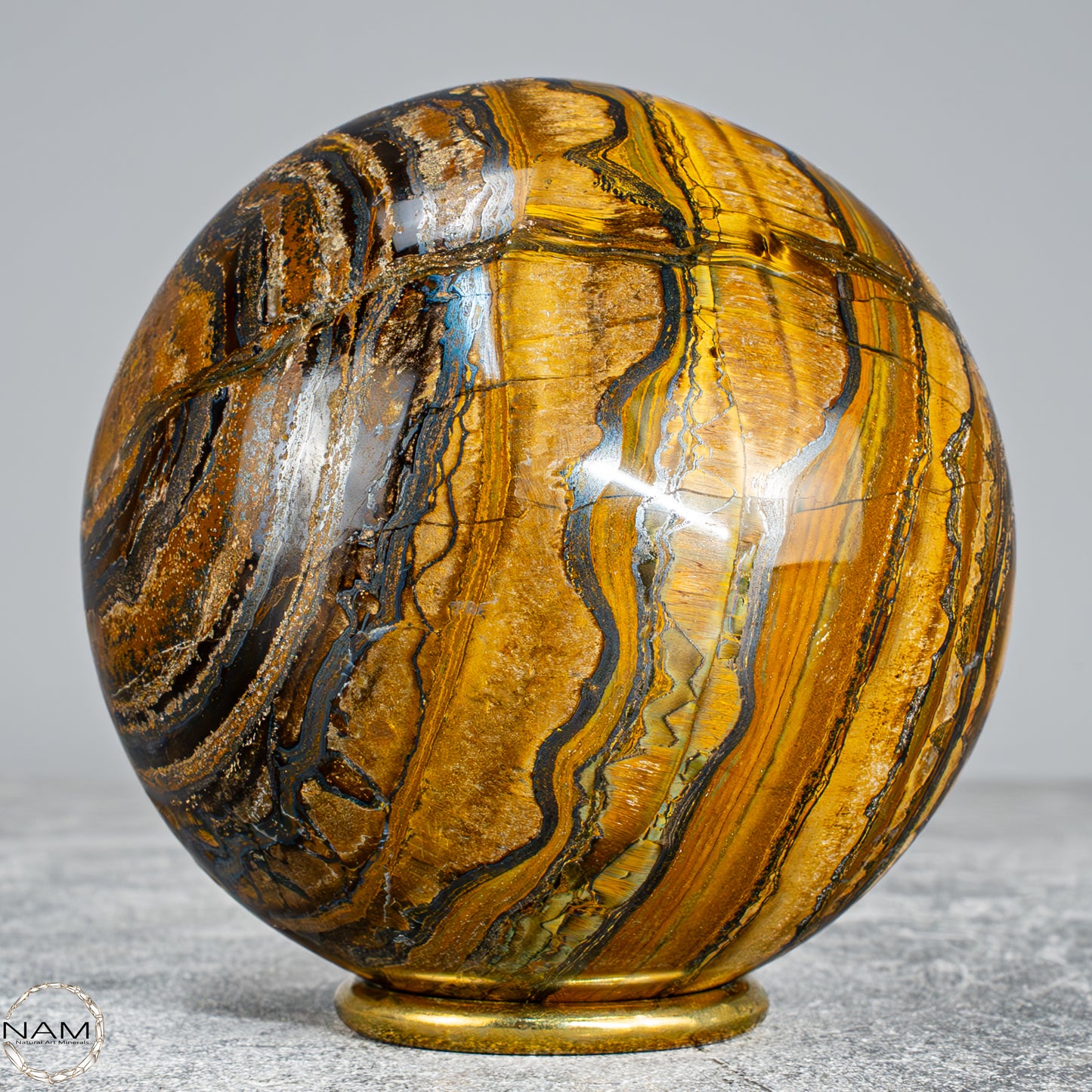 Natürliche Tigerauge-Kugel -1138,11g