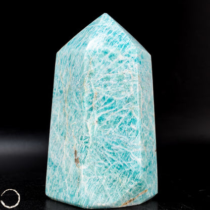 Natürlicher Funkelnder Amazonit Kristall-Obelisk -486,44g