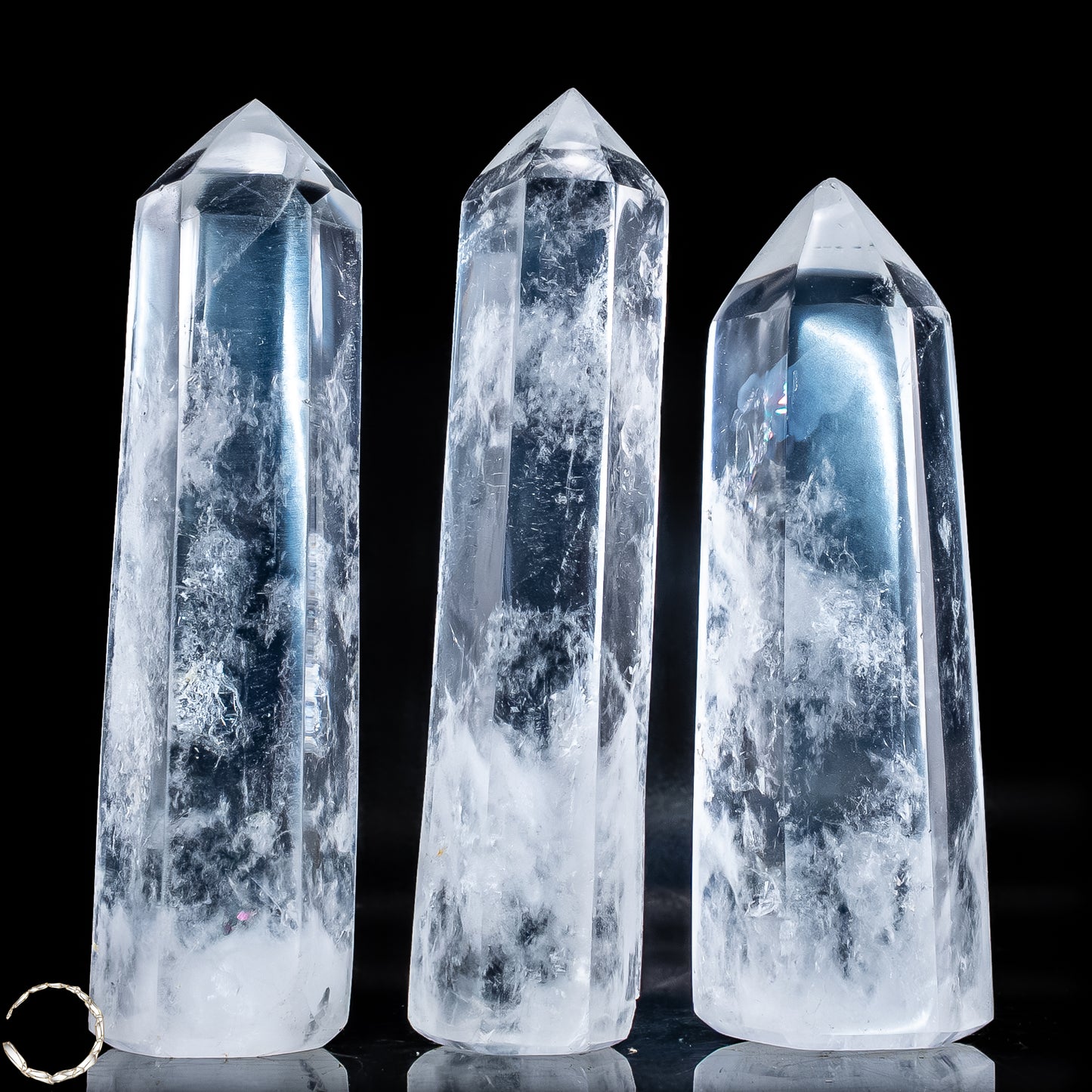 Bergkristall-Obelisken – Elegantes 3er-Set aus natürlichem Quarz -851,11g