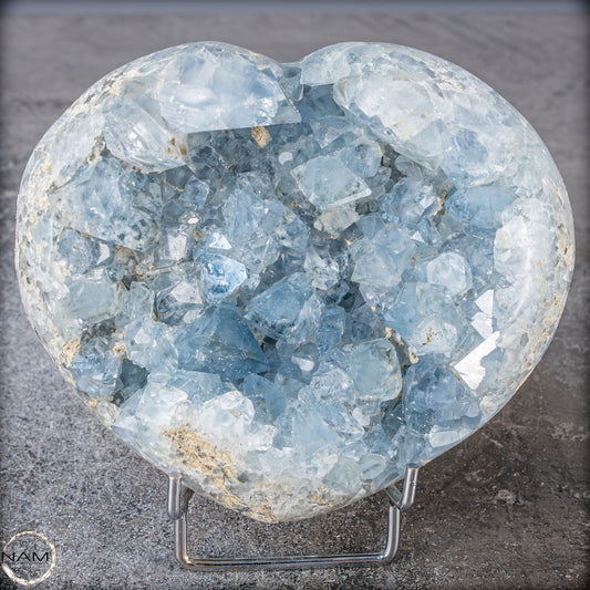 Natürliche Celestit Kristall-Druse als Herz - 1249,66g