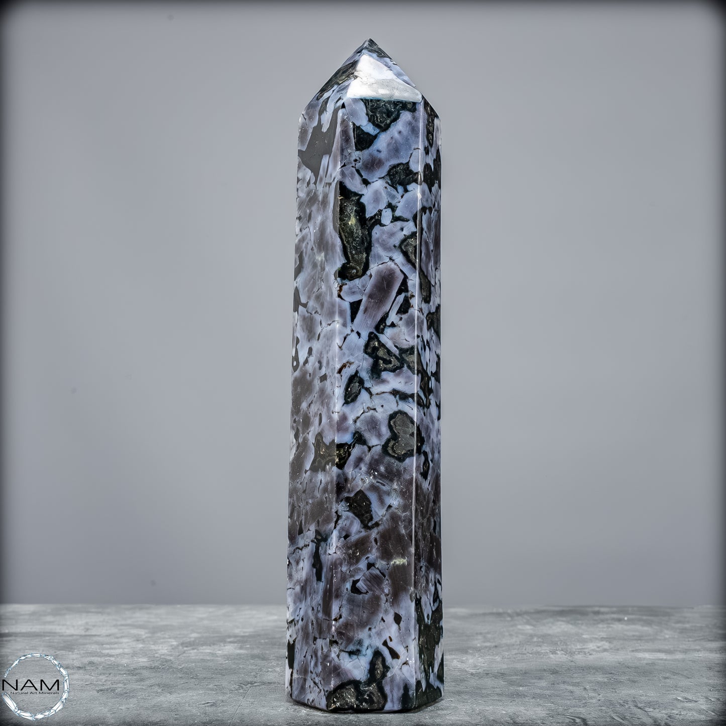 Natürlicher Merlinit (Gabbro) Kristall Obelisk - 745,75 g
