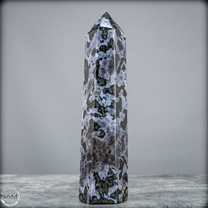 Natürlicher Merlinit (Gabbro) Kristall Obelisk - 745,75 g