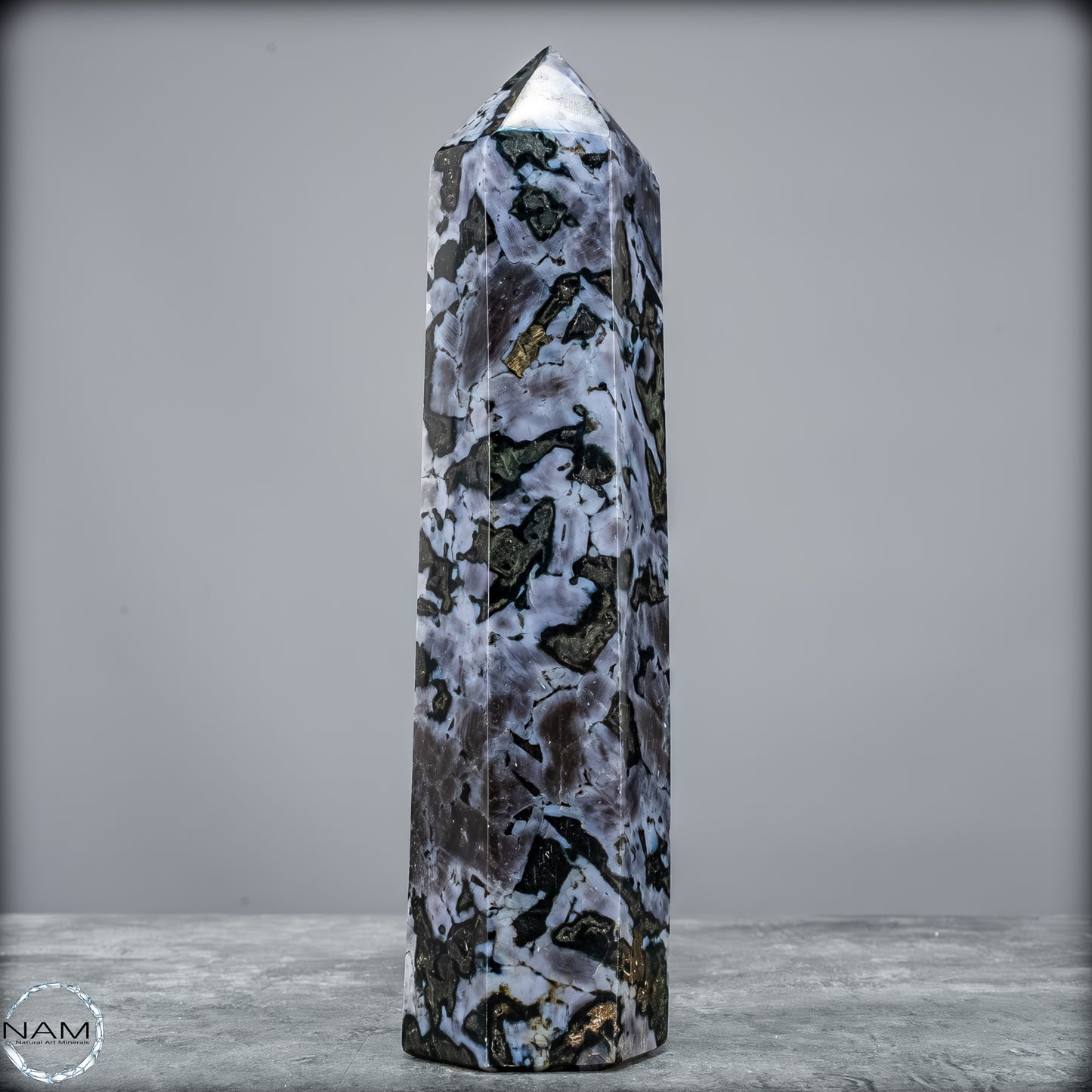 Natürlicher Merlinit (Gabbro) Kristall Obelisk - 745,75 g